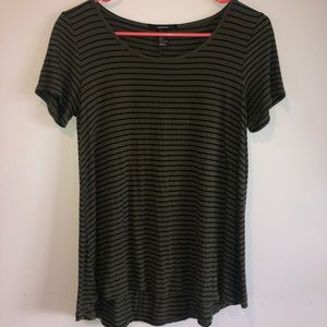 Navy green high-low top with black stripes